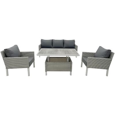 Modern Style 4 Piece Outdoor Rattan Furniture Lounge Set with L193xW71xH77cm Sofa Size