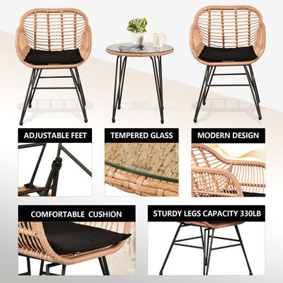 AJUNION 2 Seating Outdoor Patio Furniture Bistro Set D23.62''xW21.26''xH31.5'' Chair Size