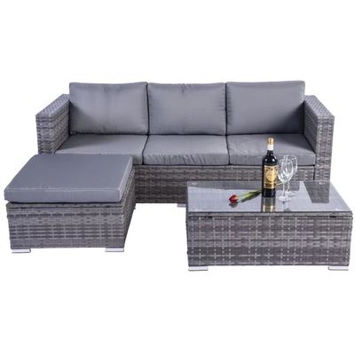 Outdoor Garden Furniture Wicker Rattan Sofa Set with Coffee Table in PE Rattan