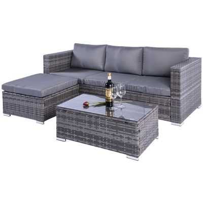 Outdoor Garden Furniture Wicker Rattan Sofa Set with Coffee Table in PE Rattan