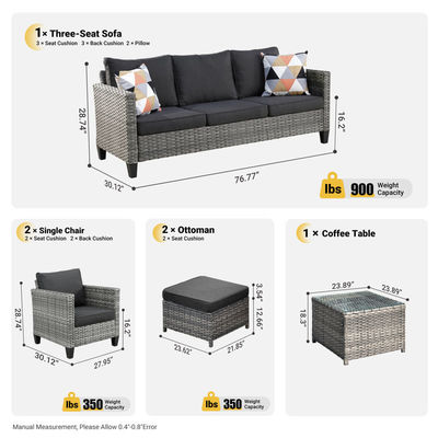 AJUNION PE Rattan Outdoor Lounge Sofa Set for Your Garden 16.2'' H X 23.62'' W X 21.85'' D