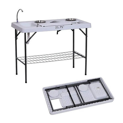 Portable Plastic Metal Folding Fish Fillet Cleaning Table for Hotel Outdoor Camping