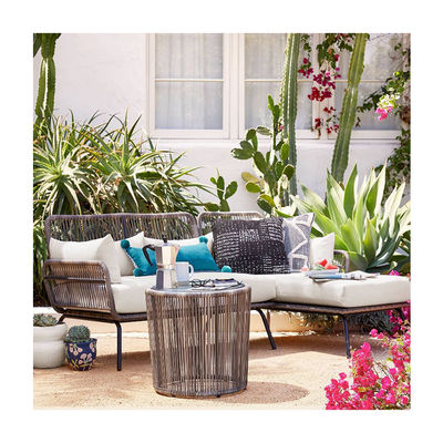 Leisure Outdoor Garden Set with Handmade Wicker Woven Furniture and Sectional Sofa