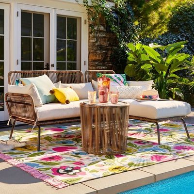 Leisure Outdoor Garden Set with Handmade Wicker Woven Furniture and Sectional Sofa