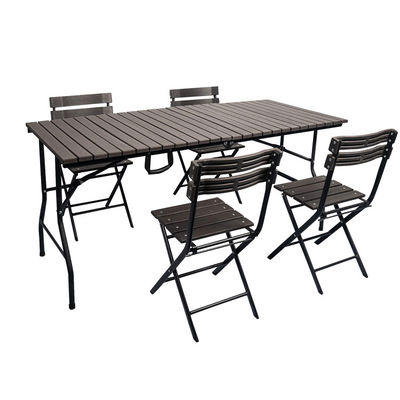 Metal Outdoor Foldable Portable Wood Grain HDPE Plastic Folding Beer Picnic Dining Table