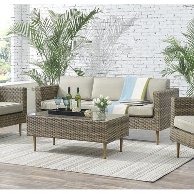 27.5'' H X 30'' W X 29'' D Chair Size Rattan Garden Furniture Set for Outdoor Living