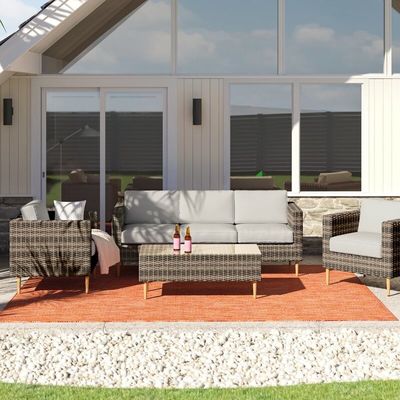 27.5'' H X 30'' W X 29'' D Chair Size Rattan Garden Furniture Set for Outdoor Living