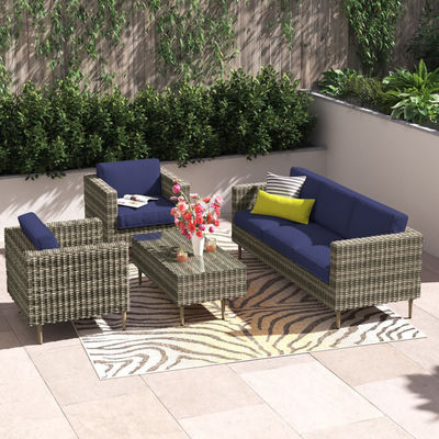 27.5'' H X 30'' W X 29'' D Chair Size Rattan Garden Furniture Set for Outdoor Living