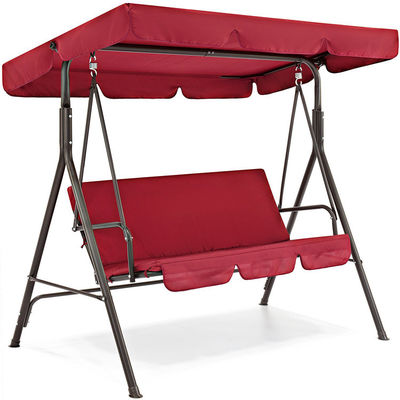 Outdoor Garden Patio School 3 Seater Hanging Hammock Swing Chair with Canopy in Metal