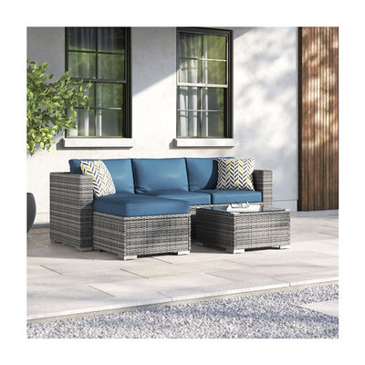Rattan Sofa Sectional Lounge Set 24'' H X 78'' W X 50.78'' D for Outdoor Relaxation