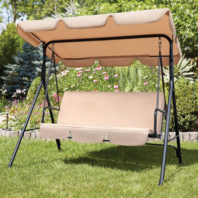 Outdoor Garden Patio School 3 Seater Hanging Hammock Swing Chair with Canopy in Metal