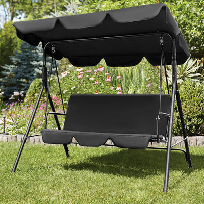 Outdoor Garden Patio School 3 Seater Hanging Hammock Swing Chair with Canopy in Metal