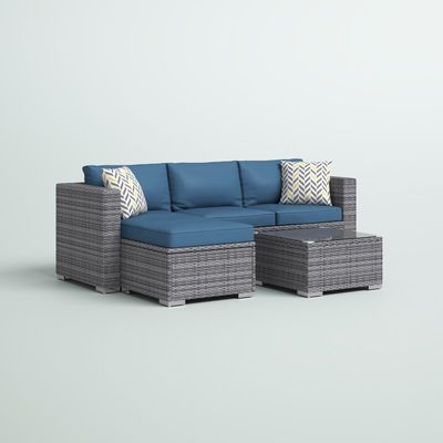 Rattan Sofa Sectional Lounge Set 24'' H X 78'' W X 50.78'' D for Outdoor Relaxation