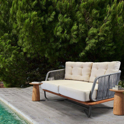 Commercial Outdoor Furniture Garden Sofa Set with Solid Teak Wood and Aluminum Frame
