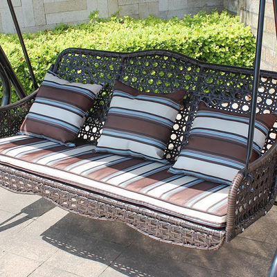 Outdoor Garden Patio Metal Frame Pe Rattan Double 3 Seat Hammock Swing with Canopy