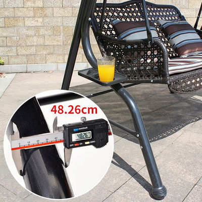 Outdoor Garden Patio Metal Frame Pe Rattan Double 3 Seat Hammock Swing with Canopy