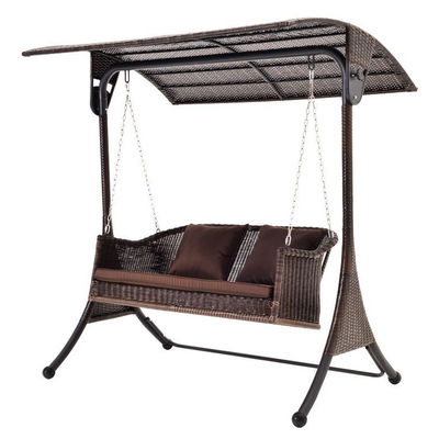 Outdoor Furniture Metal Frame PE Rattan Hanging Swing Chair for Courtyard Garden Beach