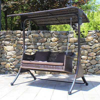 Outdoor Furniture Metal Frame PE Rattan Hanging Swing Chair for Courtyard Garden Beach