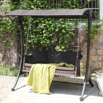 Outdoor Furniture Metal Frame PE Rattan Hanging Swing Chair for Courtyard Garden Beach