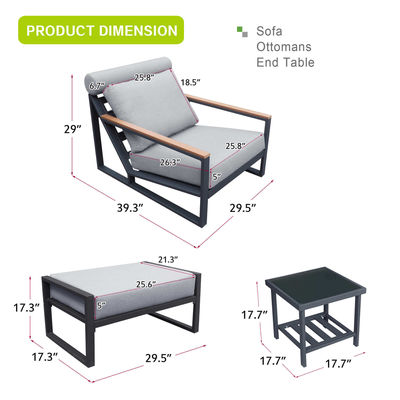Aluminum Frame Patio Reclining Chair and Ottoman for Outdoor Leisure Time Relaxation