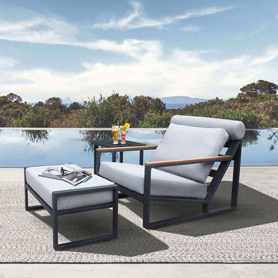 Aluminum Frame Patio Reclining Chair and Ottoman for Outdoor Leisure Time Relaxation
