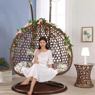 Portable Double People Rattan Wicker Hanging Egg Swing Chair for Indoor Outdoor Balcony