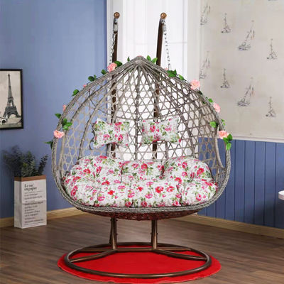 Portable Double People Rattan Wicker Hanging Egg Swing Chair for Indoor Outdoor Balcony