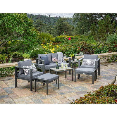 Courtyard Garden Loveseat Sofa Set AJUNION Modern Aluminum Outdoor Sectional Lounge