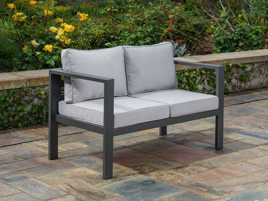 Courtyard Garden Loveseat Sofa Set AJUNION Modern Aluminum Outdoor Sectional Lounge
