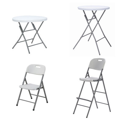 Mail Packing Portable Round Plastic Metal Folding Dining Table for Modern Design Style