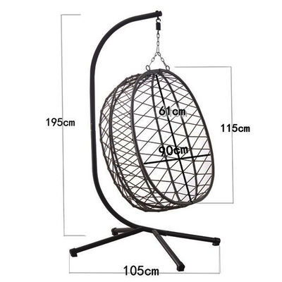 Outdoor Patio Courtyard Garden Weave Pe Rattan Rope Folding Hanging Egg Swing Chair with Cushion