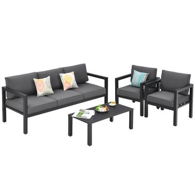 AJUNION 4 Piece Patio Furniture Seating Set Aluminum Outdoor for Modern Design Style