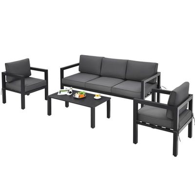 AJUNION 4 Piece Patio Furniture Seating Set Aluminum Outdoor for Modern Design Style
