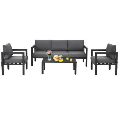 AJUNION 4 Piece Patio Furniture Seating Set Aluminum Outdoor for Modern Design Style