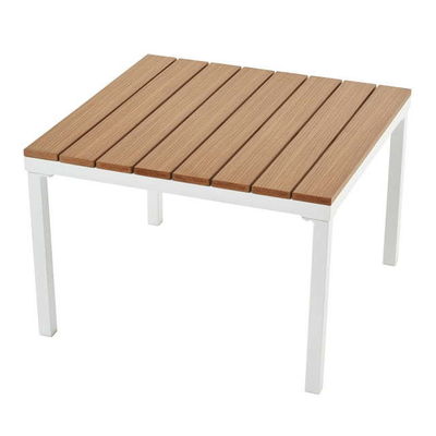 Outdoor Furniture L Shape Sectional Sofa Plastic Teak Wood Corner Lounge Set for Deck