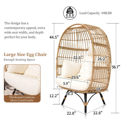 Outdoor Iron Frame Wicker Rattan Round Bird Nest Swing Egg Chair for Courtyard Garden