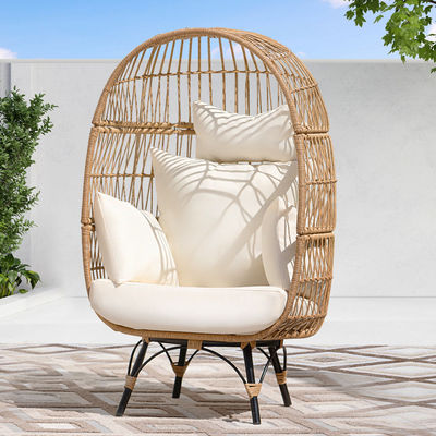 Outdoor Iron Frame Wicker Rattan Round Bird Nest Swing Egg Chair for Courtyard Garden