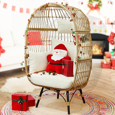 Outdoor Iron Frame Wicker Rattan Round Bird Nest Swing Egg Chair for Courtyard Garden