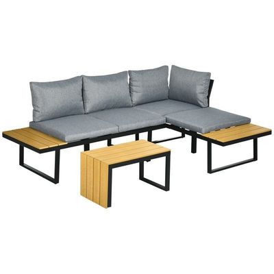 Sofa Set AJUNION Aluminum Outdoor Corner Lounge Set for Modular Garden Furniture