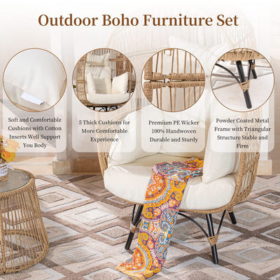 Outdoor Iron Frame Wicker Rattan Round Bird Nest Swing Egg Chair for Courtyard Garden