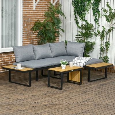 Sofa Set AJUNION Aluminum Outdoor Corner Lounge Set for Modular Garden Furniture