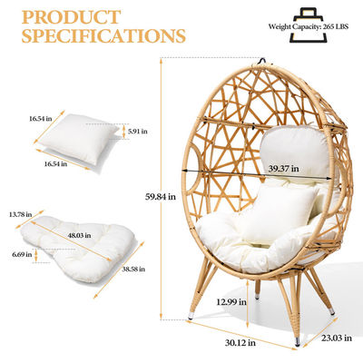 General Outdoor Furniture Folded Yes Round Pe Rattan Wicker Egg Sofa Chair with Cushion