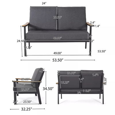 Specific Garden Sofa AJUNION 4 Piece Aluminum Outdoor Furniture Set with Coffee Table