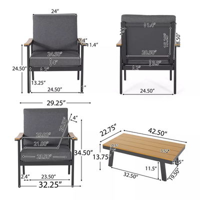 Specific Garden Sofa AJUNION 4 Piece Aluminum Outdoor Furniture Set with Coffee Table