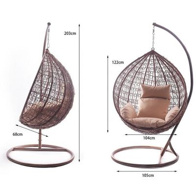 Outdoor Balcony Garden Living Room Hanging Swing Egg Chair with PE Wicker Rattan Design