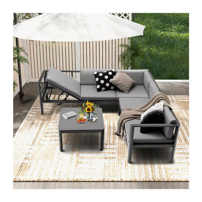 Modern Design Garden Sofa Set AJUNION Aluminum Patio Furniture with Adjustable Back