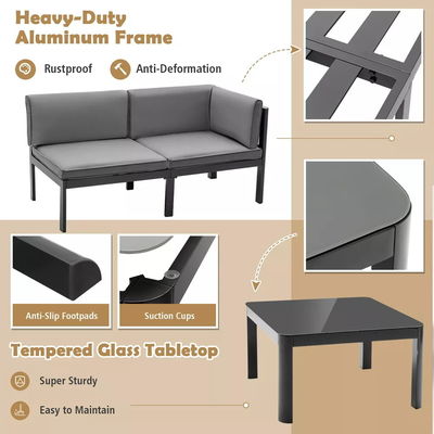 Modern Design Garden Sofa Set AJUNION Aluminum Patio Furniture with Adjustable Back