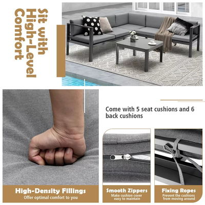 Modern Design Garden Sofa Set AJUNION Aluminum Patio Furniture with Adjustable Back