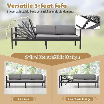 Modern Design Garden Sofa Set AJUNION Aluminum Patio Furniture with Adjustable Back
