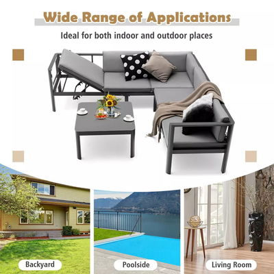 Modern Design Garden Sofa Set AJUNION Aluminum Patio Furniture with Adjustable Back